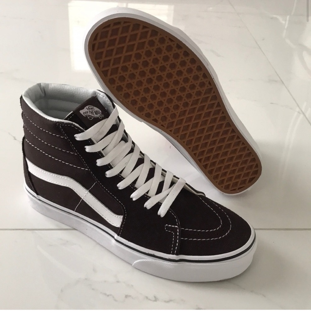 Vans sk8-hi sneaker shoes chocolate torte brown canvas suede - Picture 2 of 8